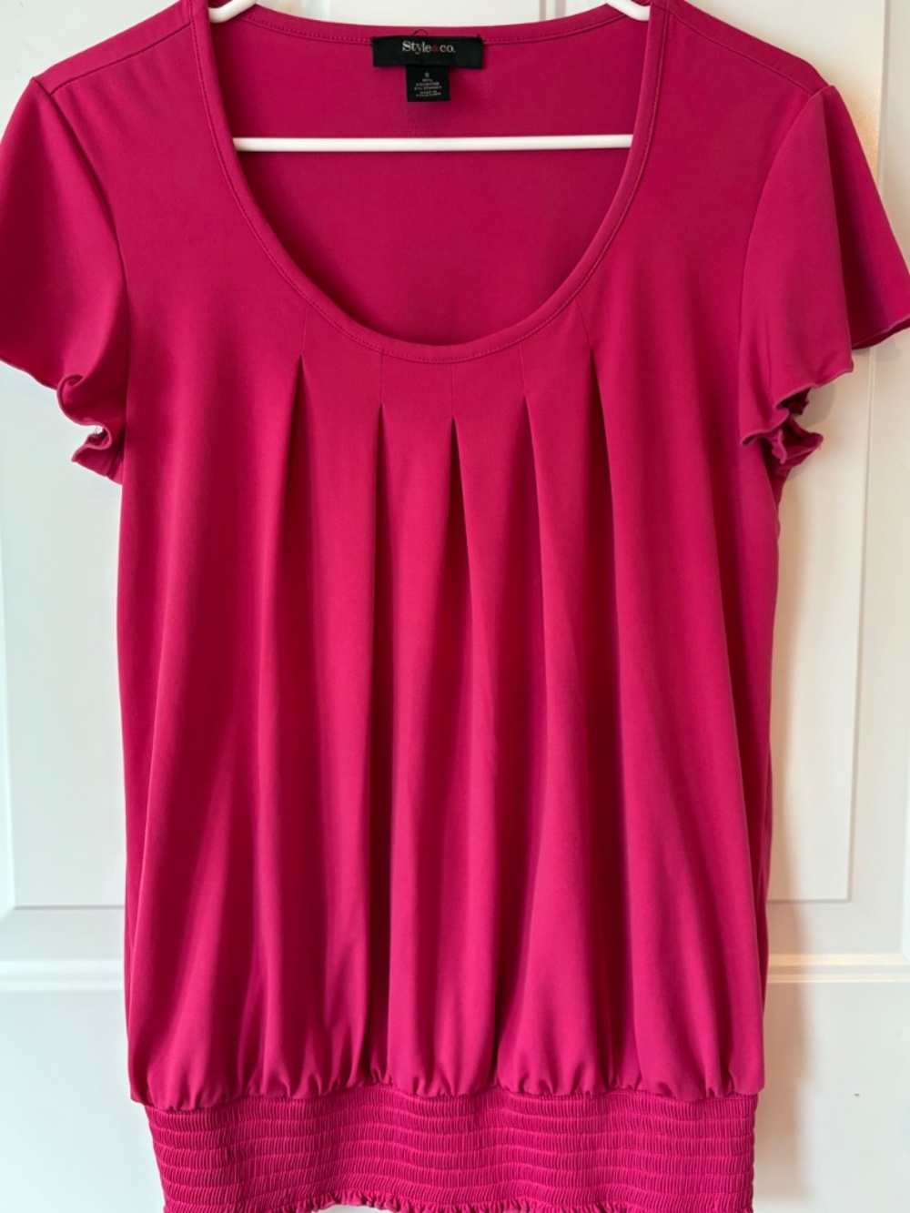 Trendy Flutter Sleeve Shirt Size S Raspberry Pink Style & Co.